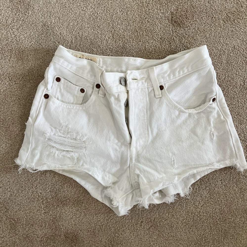 Levi's White Distressed Jean Shorts